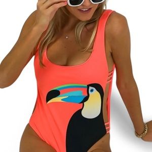 Kenny Flower The Rio - Neon Coral Reversible One Piece